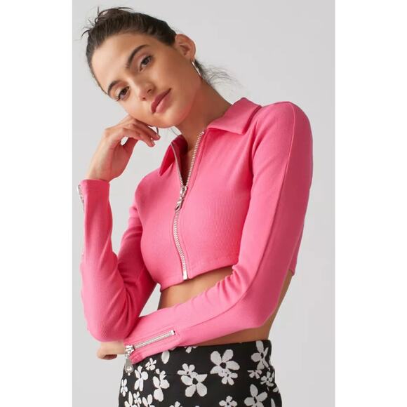 The Ragged Priest Tops - The Ragged Priest Floyd Zip-Up Top Women’s 6 Pink Grunge